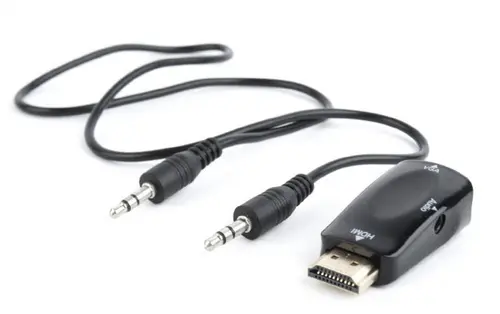 Adaptor GEMBIRD A-HDMI-VGA-02, HDMI - VGA + Jack 3.5mm, Full HD/60Hz (Negru)