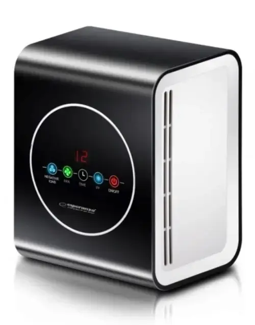 Purificator de aer Esperanza EHP001, 10 W, Sterilizator UVC, Purificare aer 30 mc/h, 3 Filtre, Suprafata sterilizare 20 mp, Timer (Alb/Negru)