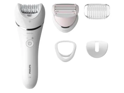 Epilator Wet&Dry Philips Series 8000 BRE710/00, 32 Pensete, 2 Viteze (Alb)