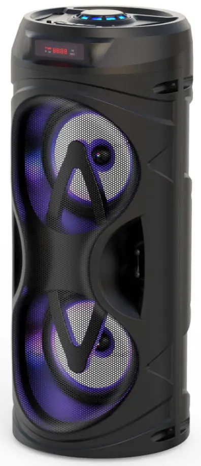 Boxa portabila activa Akai ABTS-530BT, 5 W, Bluetooth, USB, micro SD card slot, intrare microfon, lumini difuzor (Negru)