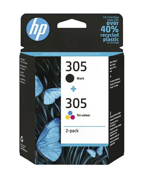 Set 2 cartuse cerneala HP 305, acoperire 220 pagini (Negru/Tricolor)