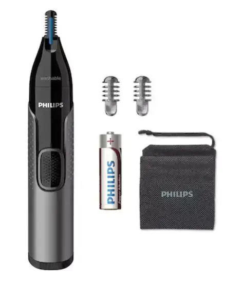 Trimmer pentru nas si urechi Philips NT3650/16, Lavabil (Negru/Gri)
