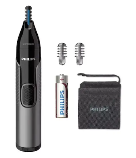 Trimmer pentru nas si urechi Philips NT3650/16, Lavabil (Negru/Gri)