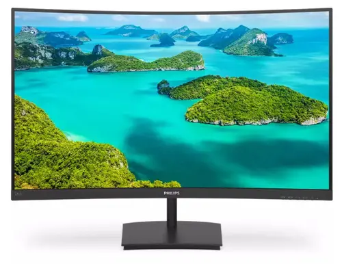 Monitor LCD VA LED Philips 23.6inch 241E1SC/00, Full HD (1920 x 1080), VGA, HDMI, Ecran curbat, 75 Hz (Negru)