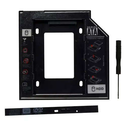 RACK intern SPACER SPR-25DVDN, caddy 12.7mm, 5.25inch - 2.5inch, interfata PC SATA (Negru)