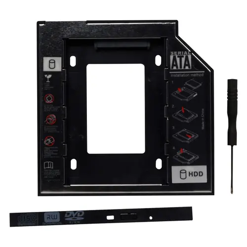 RACK intern SPACER SPR-25DVDN, caddy 12.7mm, 5.25inch - 2.5inch, interfata PC SATA (Negru)