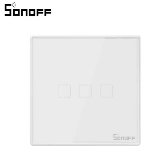 Intrerupator inteligent triplu cu touch Sonoff T2EU3C, Wi-Fi + RF (Alb)