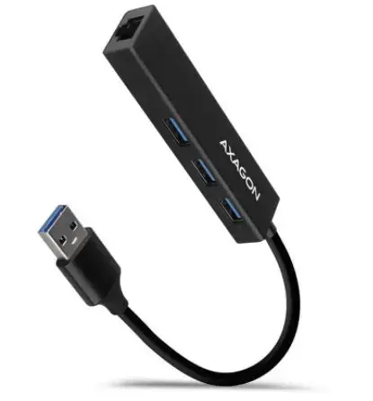 Hub USB Axagon HMA-GL3A, 3 x USB-A, 1 x RJ45 (Negru)
