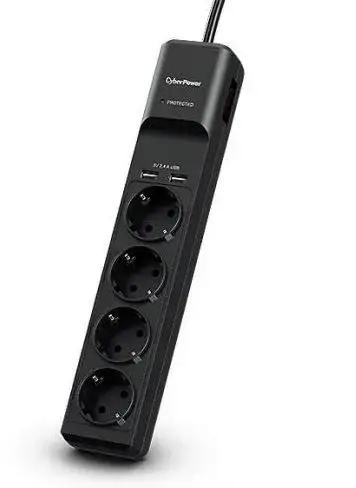 Prelungitor CyberPower, 4 x Prize, 2 x USB, 1.8m (Negru)
