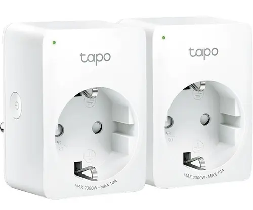 Priza Wi-Fi inteligenta TP-LINK Tapo P100, Schuko, compatibila Google Assistant si Amazon Alexa, programabila, 2 pack (Alb)