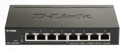 Switch D-Link DGS-1100-08PV2, 8 Porturi, Gigabit, PoE