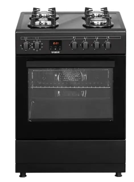 Aragaz mixt Samus SM665AENS ANTHRACIT, Gaz, 4 Arzatoare, Cuptor electric, 56 L, 59.8 cm (Antracit)