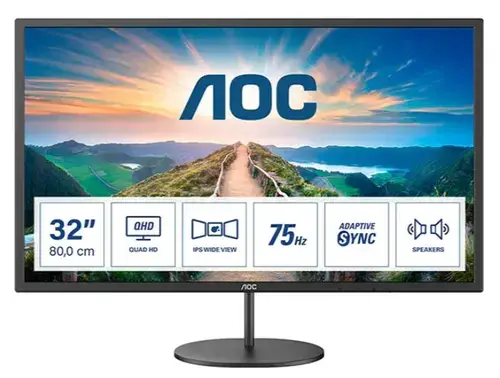 Monitor IPS LED AOC 31.5inch Q32V4, QHD (2560 x 1440), HDMI, DisplayPort, Boxe, 75 Hz (Negru)