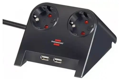 Prelungitor Brennenstuhl 157748, 2 prize, 2 USB, 1.8m (Negru)