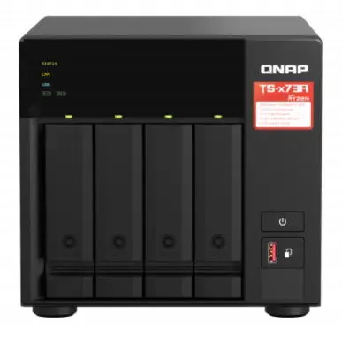NAS QNAP TS-473A-8G, 4 Bay-uri, Procesor AMD Ryzen™ Embedded V1500B, 8 GB SO-DIMM DDR4 (Negru)