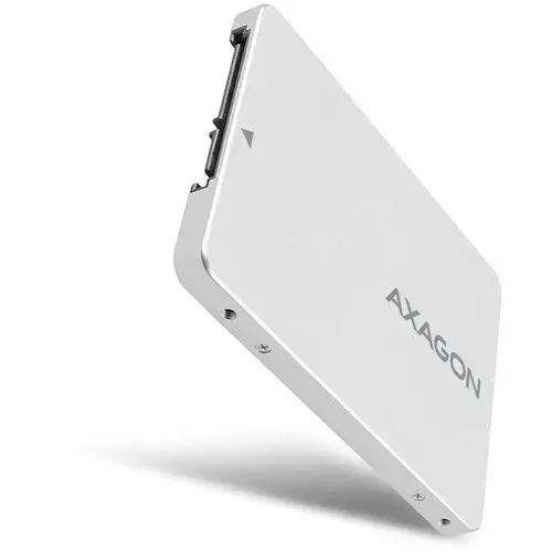 Adaptor Axagon  M.2 SSD - SATA III SSD, 2.5inch, Suport SSD pana la 80 mm, Aluminiu (Alb)