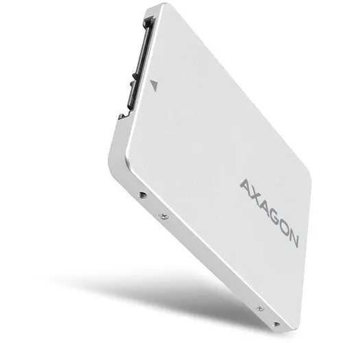 Adaptor Axagon  M.2 SSD - SATA III SSD, 2.5inch, Suport SSD pana la 80 mm, Aluminiu (Alb)
