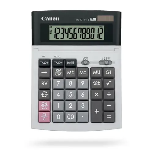 Calculator birou Canon WS-1210THB, 12 digiti, display LCD, alimentare solara si baterie, tastatura inchit touchinch