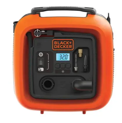 Compresor auto Black&Decker ASI400-XJ, 12V , 11 bar, Display (Negru/Portocaliu)