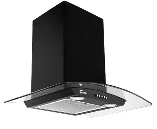 Hota decorativa Tornado Eva 1200 (60), 1 Motor Turbo, 3 Viteze, 1200 m3/h, Filtru anti-grasimi, Clasa C, 60 cm (Negru)