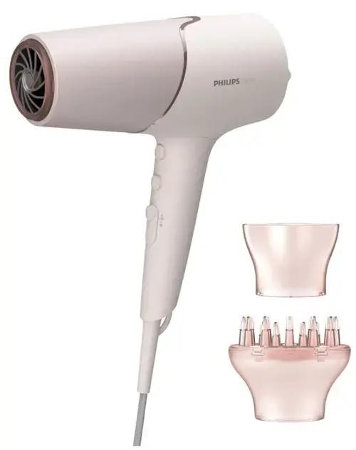 Uscator de par Philips BHD530/00, 2300W, tehnologie ThermoShield, ingrijire cu ioni, 6 setari de viteza/temperatura, difuzor, cap de coafare 11 mm (Roz)