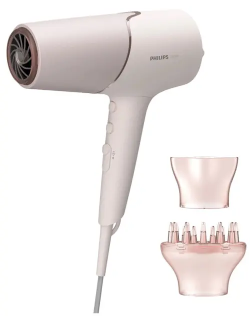 Uscator de par Philips BHD530/00, 2300W, tehnologie ThermoShield, ingrijire cu ioni, 6 setari de viteza/temperatura, difuzor, cap de coafare 11 mm (Roz)