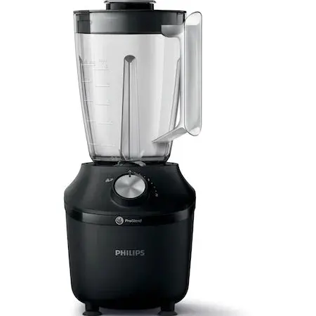 Blender Philips Seria 3000 HR2191/01, Sistem ProBlend, capacitate maxima 2L,  2 viteze, zdrobeste gheata, aplicatia NutriU (Negru)