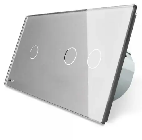 Intrerupator simplu + dublu cu touch Livolo din sticla (Gri)