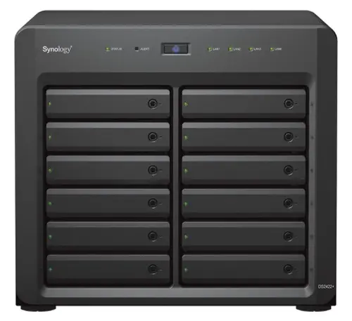 NAS Synology DS2422+, 12 Bay-uri, Gigabit, Procesor AMD Ryzen V1500B, 2.2 GHz, 4 GB DDR4 ECC