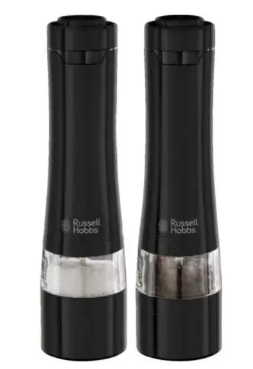 Set rasnite electrice pentru sare si piper Russell Hobbs 28010-56, Iluminare, Nivel rasnire ajustabil (Negru)