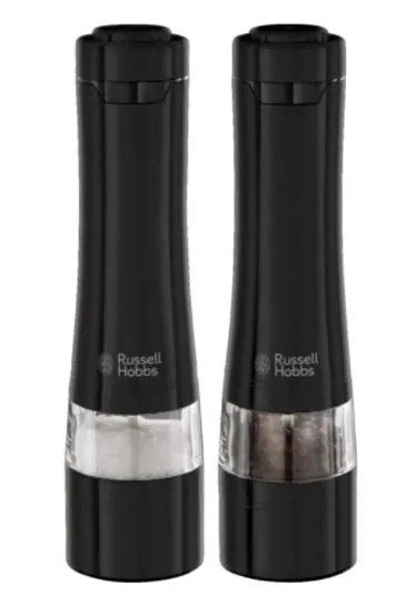 Set rasnite electrice pentru sare si piper Russell Hobbs 28010-56, Iluminare, Nivel rasnire ajustabil (Negru)