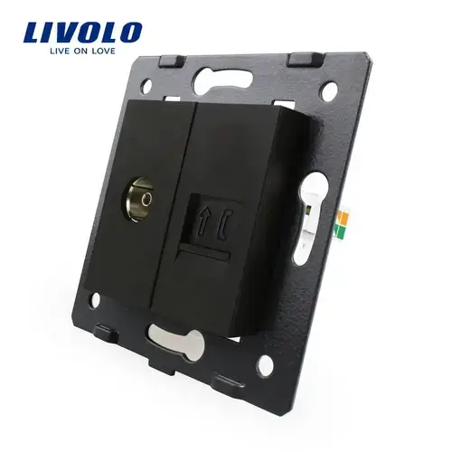 Priza dubla TV + telefon Livolo (Negru)