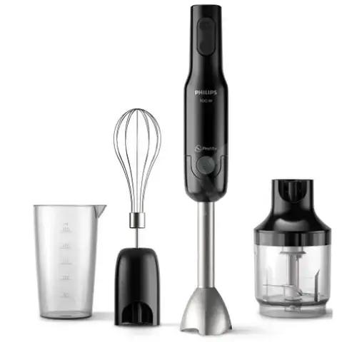 Mixer Vertical Philips ProMix Daily Collection HR2543/90, 700 W, 2 Cutite, tocator, Tel, Turbo speed (Negru/Argintiu)