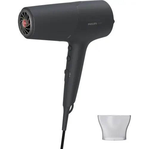 Uscator de par Philips BHD504/00, 2100W, tehnologie ThermoShield, ingrijire cu ioni, 6 setari de viteza/temperatura, cap de coafare 14 mm, Gri carbune metalizat