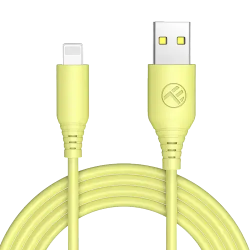 Cablu silicon Tellur USB to Lightning, 3A, 1m, Galben