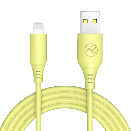Cablu silicon Tellur USB to Lightning, 3A, 1m, Galben