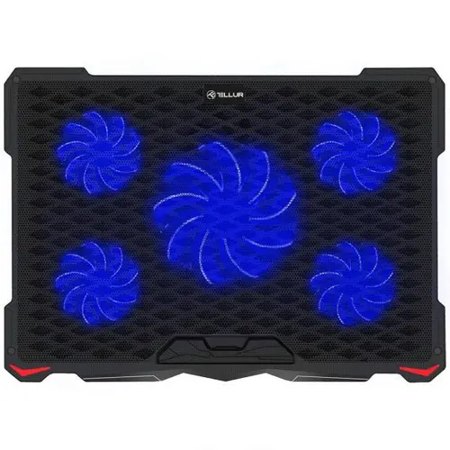 Cooler laptop Tellur Basic, 17inch, 5 ventilatoare, LED, 2xUSB, Negru