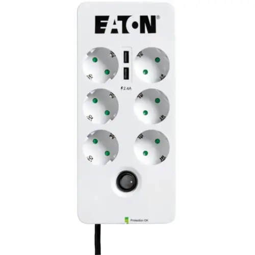 Prelungitor Eaton PB6UD, 6 x Schuko, 2 x USB