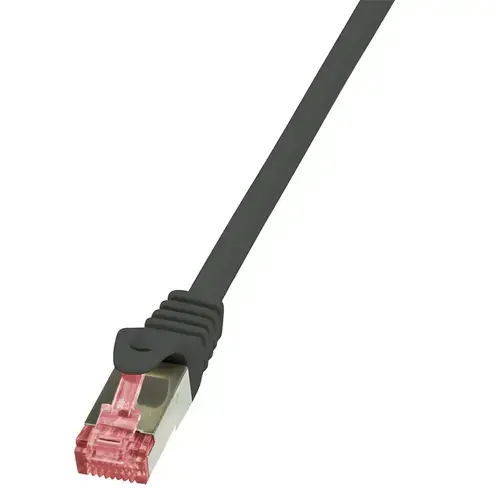 Cablu S/FTP LOGILINK Cat6, LSZH, cupru, 0.5 m, negru, AWG27, dublu ecranat CQ2023S