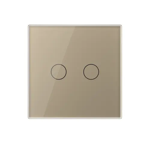 Intrerupator dublu wireless cu touch Livolo din sticla (Auriu)