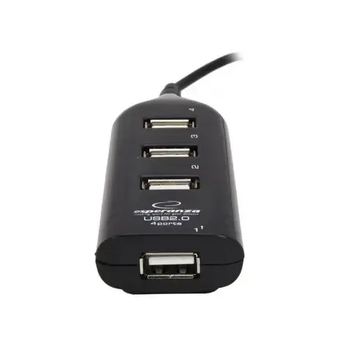 Hub Esperanza 4 porturi, USB 2.0, Negru