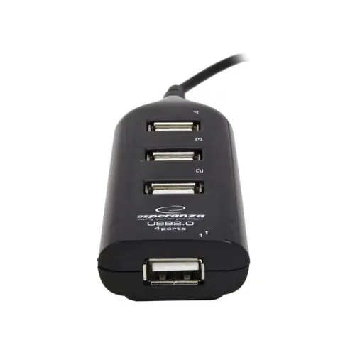 Hub Esperanza 4 porturi, USB 2.0, Negru