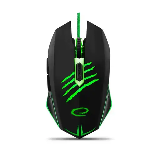 Mouse gaming USB, Esperanza Claw EGM209G, cablu 1.5m, 6D, Led verde, 800/1200/1600/2400 dpi