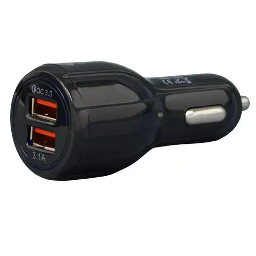 Alimentator auto Spacer, 1 x USB QC3.0 & 1 USB max. 3.1A, pentru bricheta auto, negru, SP-QC-30