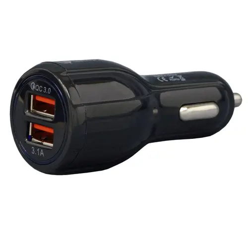 Alimentator auto Spacer, 1 x USB QC3.0 & 1 USB max. 3.1A, pentru bricheta auto, negru, SP-QC-30