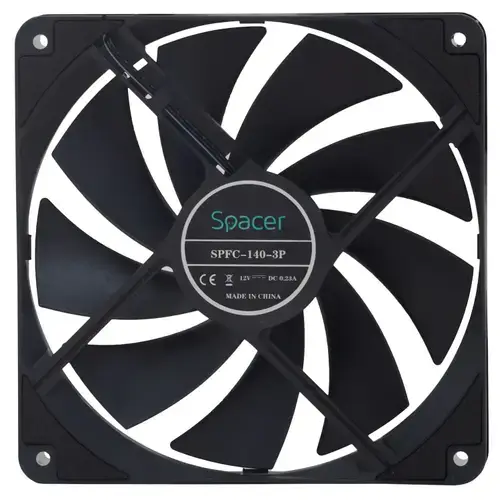 Ventilator Spacer PC 140x140x25 mm SPFC-140-3P, rulment hydraulic , 67.6 CFM, conector 3-pin, Negru