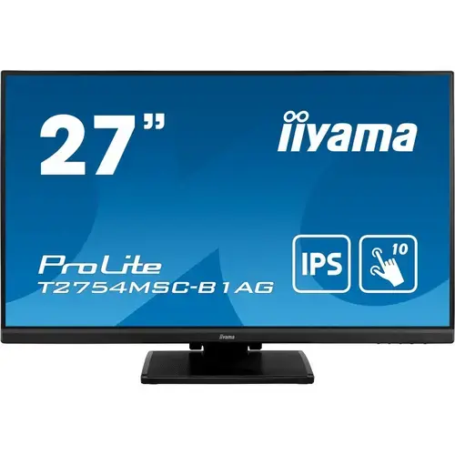 Monitor IPS LED iiyama ProLite 27inch T2754MSC-B1AG, FullHD (1920x1080), VGA, HDMI, Touchscreen, Boxe (Negru)