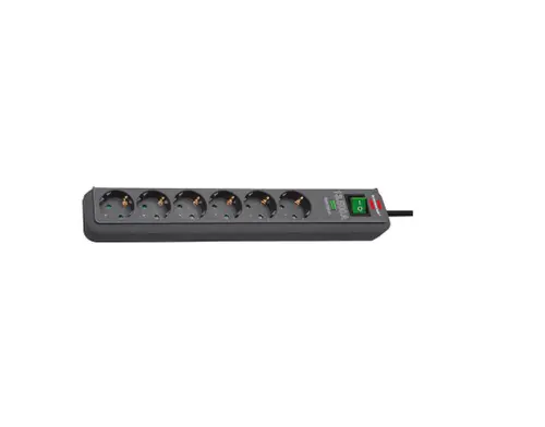 Prelungitor cu priza multipla, 6 posturi, 5m, Switch, Protectie 13.500A, Eco-Line, Brennestuhl