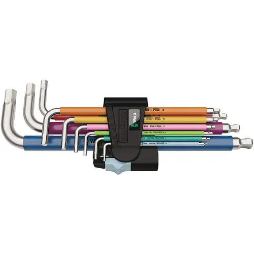 Set chei imbus din inox multicolore cu bila, WERA Hex-Plus, 9 piese