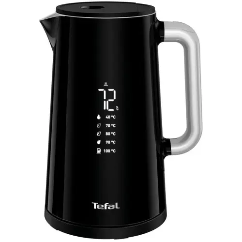 Fierbator TEFAL Smart'n Light KO851830, 1800W, ecran digital, capacitate 1.7L, 5 trepte temperatura, baza rotativa, interior inox, negru